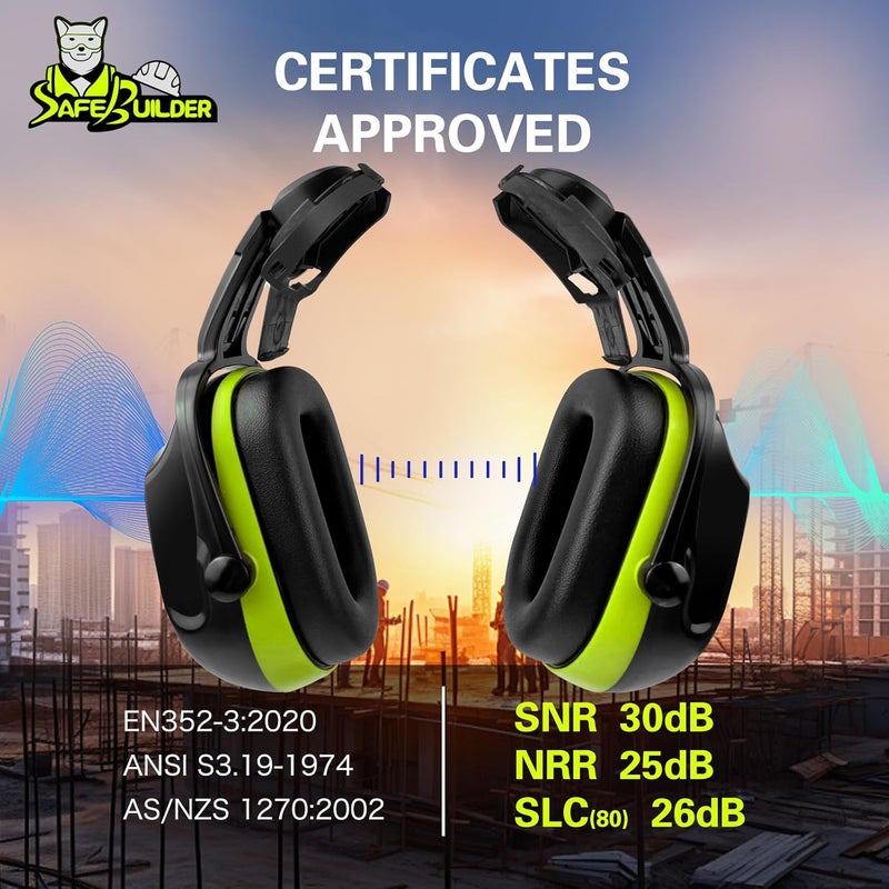 SAFEBUILDER 30dB Ear Muffs Hard Hats Type Safety Earmuffs For Safety Helmet Hearing Protection Earmuffs ANSI S3.19 - Image 3